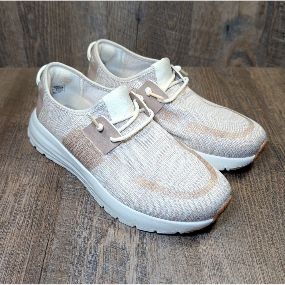 Hey Dude Sirocco Neutral Beige Casual Slip On Shoes Sneakers Women's Size 8